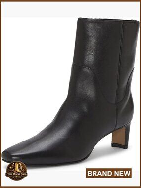 Leather Ankle Boots with 2-Inch Heel, Almond Toe, Zip Closure